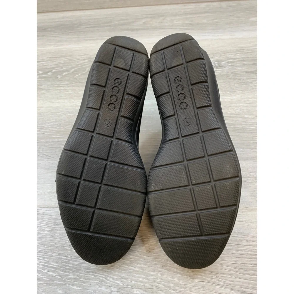 Ecco‎ Women's Black Fabric Wedge Pumps Real Leather 5.5 Insole Slip On Shoes